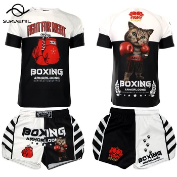 MMA T Shirt Erkek Rashguard Muay Thai Şort Kadın Çocuk Boks Eğitim Takım Elbise Jiu Jitsu Bjj Forması Nefes Spor Mücadele Pantolon