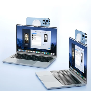 MacBook / iPhone 14 13 12 Cep Telefonu Kavrama Kickstand Çıkarılabilir Manyetik Telefon Halka Standı Süreklilik Kamera Dağı Cep Standı