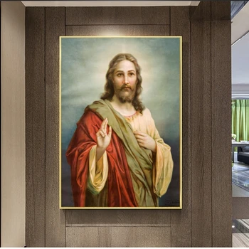 Mesih İsa Tuval üzerine Resim Sergisi Dini Posterler ve Baskılar Cuadros Duvar Sanatı Resimleri Ev Oturma Odası Dekor için