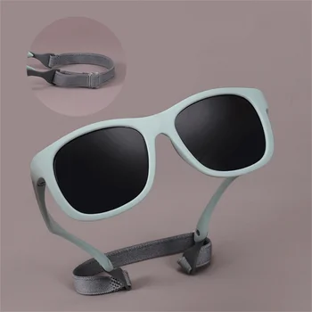 Moda Bebek Güneş Gözlüğü Kayış Kız Erkek Kare Silikon Esnek UV400 Polarize Bebek Güneş Gözlüğü 0-3 Yaş