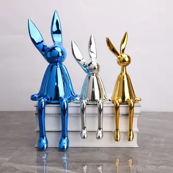 Modern minimalist oturma tavşan galvanik mavi-gümüş-altın gibi ev yaratıcı yumuşak dekorasyon süsler