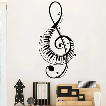 Müzik Duvar Çıkartması Piyano Anahtar Müzik Sembolü Müzik Işareti Duvar Sticker Vinil Su Geçirmez Etiket Müzik Odası ev Duvar dekorasyonu