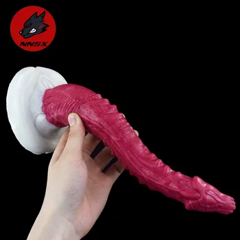 NNSX 26.5 cm Uzun Anal Plug Vantuz ile Hayvan Yılan Yapay Penis Patlayıcı Kas Silikon Masturbators SexualtoySex Oyuncaklar kadın için