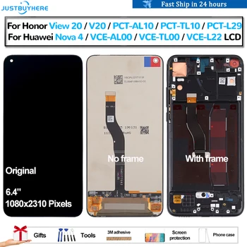 Orijinal Onur Görünüm 20 V20 Huawei Nova 4 İçin PCT-AL10 VCE-AL00 Pantalla lcd Ekran Dokunmatik Panel Ekran Digitizer Meclisi