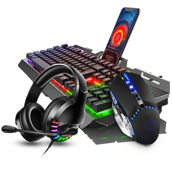 Oyun Klavyesi Oyun Fare Manipülatör Hissediyorum RGB LED Arkadan Aydınlatmalı Oyun Klavyesi USB Kablolu Oyun PC Laptop Klavye
