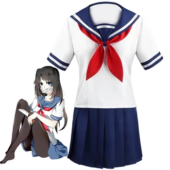 Oyun Yandere Simülatörü Cosplay Kostüm Ayano Aishi Üniforma Yandere Chan JK okul üniforması Kadın Kıyafeti Denizci Elbisesi T-shirt + Etek