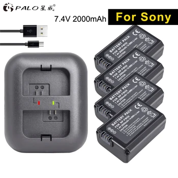 PALO 2000mAh NP-FW50 dijital kamera Pil + USB çifte şarj makinesi FW50 AKKU Sony Alpha a6500/6300 A7SM2 RX10 II NEX-3/3N/5C/5T