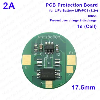 PCB BMS koruma levhası için 2A 3.2 V 1S 18650 LiFe LiFePO4 pil hücresi Paketi Önlemek Aşırı Şarj ve Deşarj