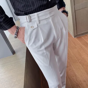 Pantalon Homme İngiliz Tarzı Iş resmi giysi Takım Elbise Pantolon Erkek Giyim Katı Slim Fit Casual Ofis Düz Pantolon 5 Renkler