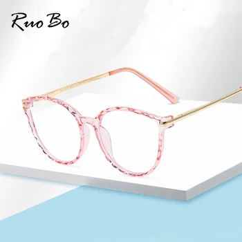RUOBO moda kedi gözü tasarımcı bilgisayar mavi engelleme gözlük Erkekler kadınlar İçin Anti mavi ışık gözlük TR90 Metal optik gözlük