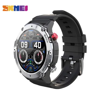 SKMEI 300mAh Su Geçirmez Bluetooth Çağrı Smartwatch Erkekler 1.32 inç nabız monitörü Pedometre Spor akıllı saat android ıos için