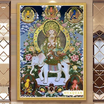 Samantabhadra Bodhisattva Budizm Çapraz Dikiş Kiti Tuval Baskı Nakış Seti DIY Dikiş Ev Dekorasyon Boyama