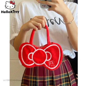 Sanrio Hello Kitty Sevimli Mini Antika Çanta Ev Yapımı 2022 İlkbahar Yaz Yeni İşlemeli Çanta Y2k Kawaii Retro Kırmızı Çanta kadınlar İçin