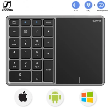 SeenDa Şarj Edilebilir Bluetooth Sayısal Tuş Takımı 2.4 G Alüminyum 22 Tuşlu Sayı Pad Touchpad İle PC için MacBook Windows Dizüstü Bilgisayar