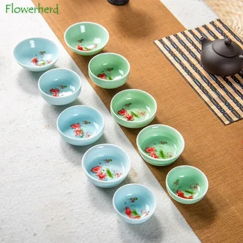 Seramik porselen çay bardağı Teaware Seladonlar çay seti Bardak Kung Fu çay bardağı Erik yeşil çay bardağı Şapka Bardak Bireysel Ana Bardak