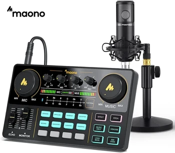 Ses arabirimi, MAONO Maonocaster Lite ALL-İN-ONE Podcast Stüdyosu 25mm Geniş Diyaframlı Mikrofon Akışı, Youtubem, Dj