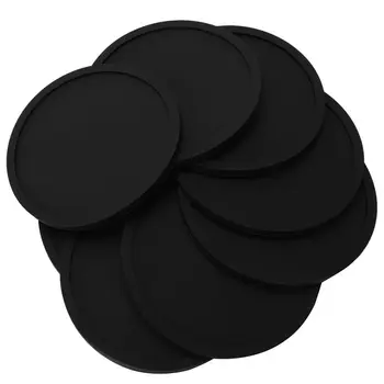 Silikon Siyah İçecek bardak Seti 8 kaymaz Yuvarlak Yumuşak Şık ve Dayanıklı Kolay Temizlenebilir Siyah