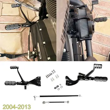 Siyah İleri Kontrolleri Komple Kiti Mandal ve Kolları ve Bağlantıları İçin Harley Sportster XL 883 1200 Demir 2004-2009 2010 2011 2012 2013