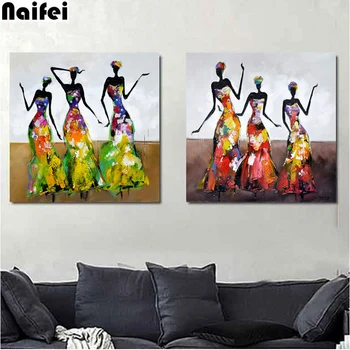 Sokak Duvar Sanatı Soyut Modern Dans Afrikalı Kadın Portre Tuval elmas Boyama, DİY Elmas Nakış Mozaik ev dekor