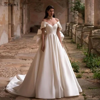 Sumnus Prenses Zarif Gelinlik Sevgiliye Kapalı Omuz Yay Gelin Törenlerinde Vestido De Novia Elbiseler Kadınlar İçin 2022