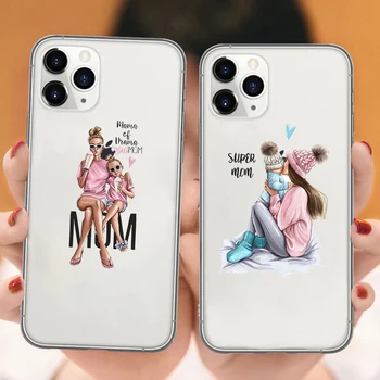 Süper Anne Bebek Kız Oğlu Telefon Kılıfı İçin iPhone 13 Pro Max 12 PRO 11 8 7 Artı XS Max XR TPU Silikon Kapak iphone 14 PRO MAX