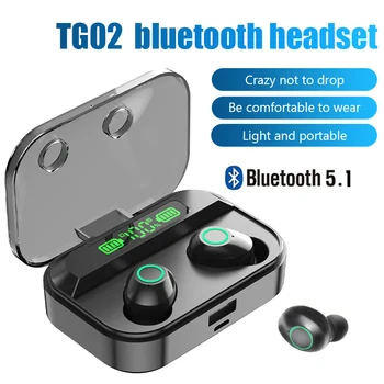 TG02 Tws kablosuz kulaklık Kulaklık Bluetooth 5.1 Hifi Stereo Spor Kulaklık Su Geçirmez mikrofonlu kulaklık Akıllı Telefon Şarj Etmek İçin