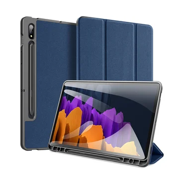 Tablet Deri samsung kılıfı Galaxy Tab S8 Ultra/Artı S7FE / S7 Artı S7 / S8 DUXDUCİS DOMO Serisi Akıllı Uyku Wake kalemlik