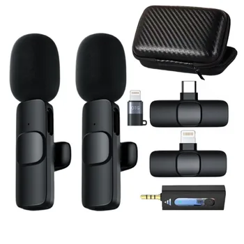 Taşınabilir Kablosuz Yaka Mikrofonu Ses Video Kayıt Yaka Mikrofon 3.5 mm Mini Mikrofon iPhone Android için Canlı Yayın Mikrofon