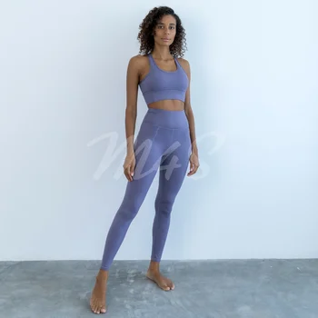 Topluluk Kadın Yoga Seti Kadın Lulu Kıyafetler Spor 2 Adet egzersiz kıyafeti Eşofman Cepler Çıplak Tayt Spor Seti Spor