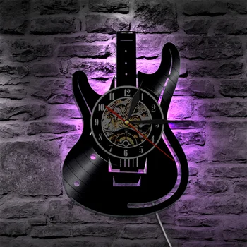 Vinil Kayıt led duvar saati Akustik Gitar Duvar sanat dekoru Müzik Tema Gitar duvar saati s Ev Dekorasyonu Müzik Aletleri Hediye