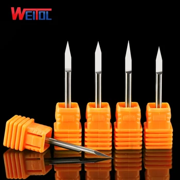 Weitol ücretsiz kargo 5A 1 adet 3.175 mm düz tabanlı gravür alet uçları tungsten karbür freze kesicisi için CNC oyma makinesi