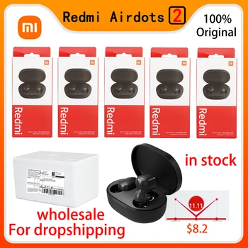 Wholesale Orijinal Xiaomi Redmi Airdots 2 Kulaklık TWS Gerçek Kablosuz Kulaklık Mic İle Kulakiçi Otomatik Bağlantı AI Kontrolü Dropshipping