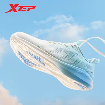 Xtep Tüy Köpük koşu ayakkabıları Erkekler Şok Emme Ribaund Yumuşak spor ayakkabı Maraton Kaymaz Koşu Sneakers 878219110041