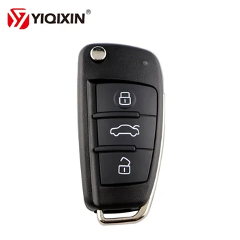 YIQIXIN 3 Düğme Katlanır Uzaktan Araba Anahtarı Kabuk Fob Kapak Kılıf Audi Q7 B7 Q3 A3 TT A2 A8 A6 A6L A4 S5 C5 C6 B6 Uzaktan Konut