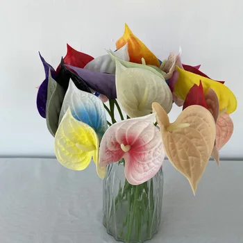 Yapay PU Antoryum Simülasyon Gerçek Dokunmatik Antoryum Oturma Odası Dekorasyon Sahte Çiçek Sanat Çiçek Düzenleme