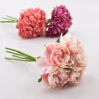 Yapay çiçek Ortanca 5 Kafaları Şakayık Gelin Buketi ipek çiçek düğün sevgililer Günü Partisi İçin ev DIY Dekorasyon
