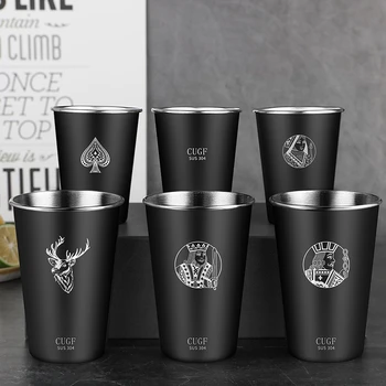 Yeni Poker Elk Siyah 304 Paslanmaz Çelik Tek Katmanlı Soğuk İçecek Bardağı Taşınabilir Kupa bira kupası