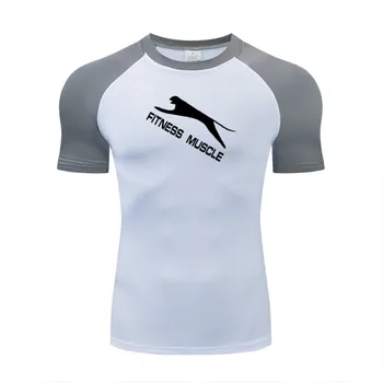 Yeni Yaz erkek Kısa Kollu Sıkıştırma Sıkı Koşu T Gömlek Erkekler Hızlı Kuru Gym Fitness Koşu Spor Tayt erkek Spor