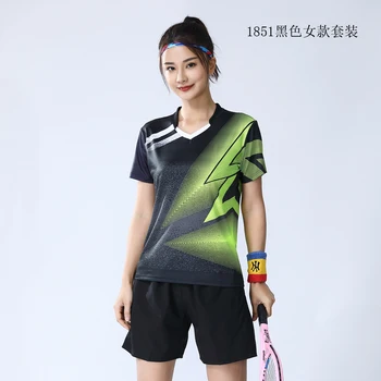 Yeni badminton takım elbise kadın gömlek koşu hızlı kuruyan nefes kısa kollu kadın maç takım elbise sıra tenis gömlek özelleştirme