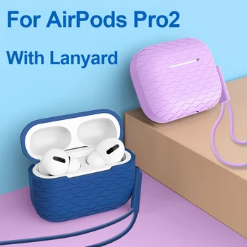 Yumuşak silikon kılıf AirPods İçin Pro 2 Pro2 Kapak Kordon İle anti-kayıp Koruyucu Kapak Apple AirPods İçin Pro 2 2nd Pro2 Kılıfı