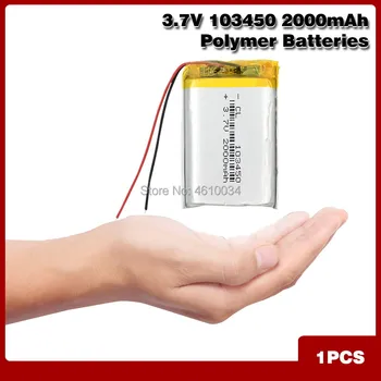 Yüksek Kapasiteli 103450 3.7 V Lityum Polimer Pil 2000 Mah Li-po Li-polimer MP5 GPS Bluetooth Hoparlör Hücreleri Güneş Lambası