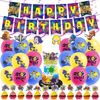 Çekim oyunu Splatooned Doğum günü partisi dekorasyon Splatooned balon afiş kek Topper parti yüksek çözünürlük ile çocuk oyuncakları