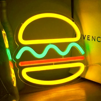 Özel Hamburger Neon ışık Akrilik Ananas Şekli Fast Food Duvar Neon Tabelalar için Parti Dükkanı Restoran Ev Dekorasyon 5V 20cm