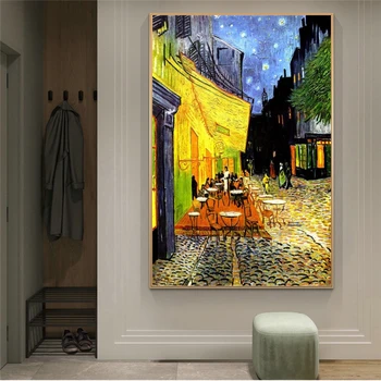 Ünlü Van Gogh Cafe Teras Gece Yağlıboya Reprodüksiyon Tuval Posterler Duvar Sanatı Oturma Odası Ev Dekor için (Çerçeve Yok)