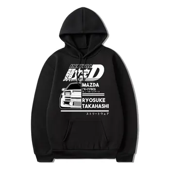 İlk D Japonya Anime Grafik Hoodie Sudaderas Giysileri erkek Hoodies Cosplay Eğlenceli Unisex Moda Harajuku Basit Gevşek Streetwear